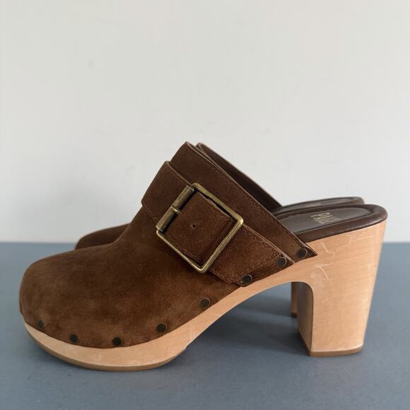 Paige Rosie Slip On Studded Platform Cocoa Brown Heeled Clogs - Picture 5 of 10